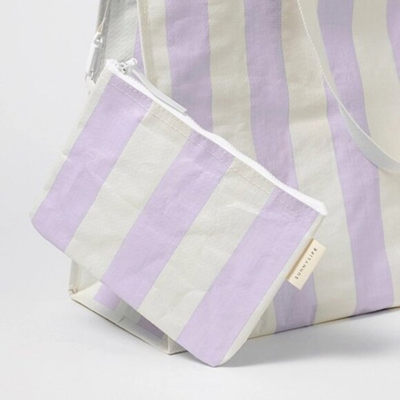 NWT SunnyLife Collapsible Beach Bag- Lilac Stripe - Picture 2 of 2